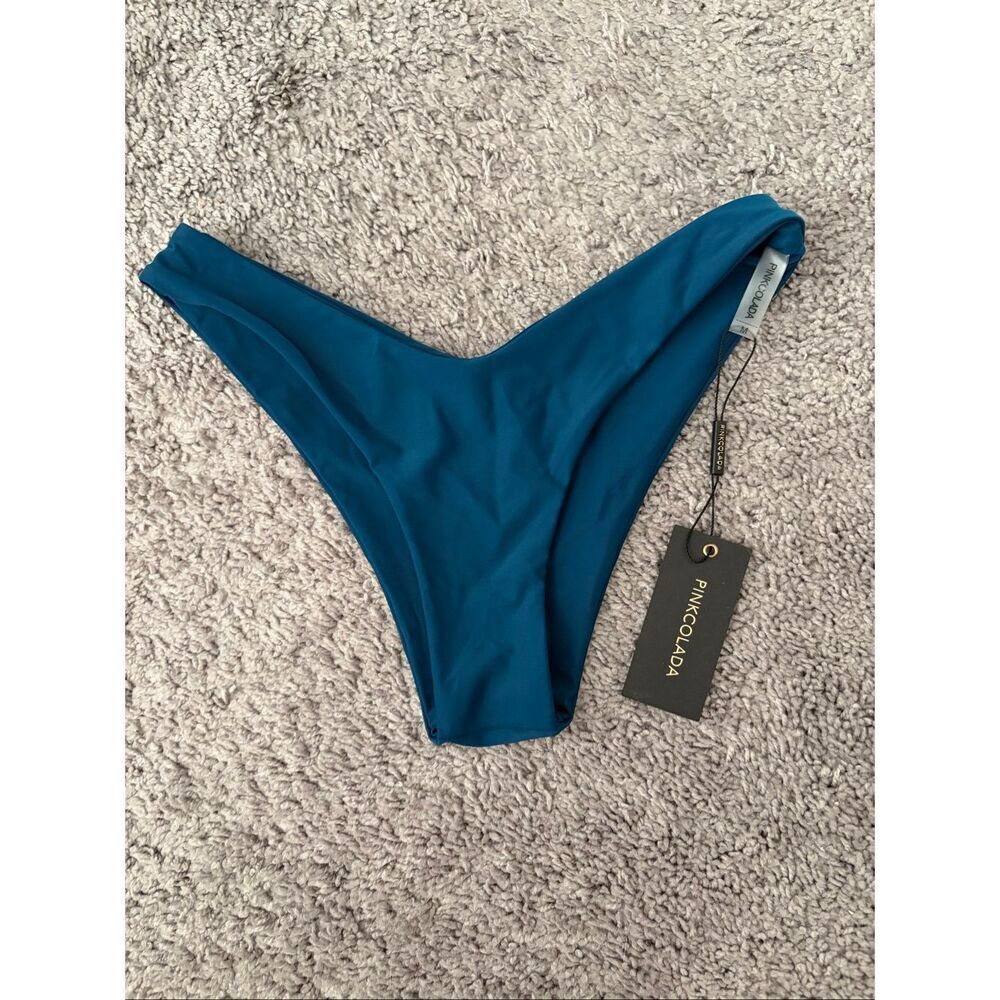 NWT PINKCOLADA Maldives Bikini Bottoms Size Medium in Midnight Teal